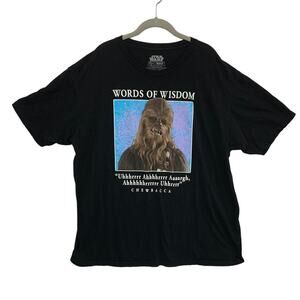 Star Wars Chewbacca Words of Wisdom Graphic T-Shirt Black Men's Sz 2XL Black